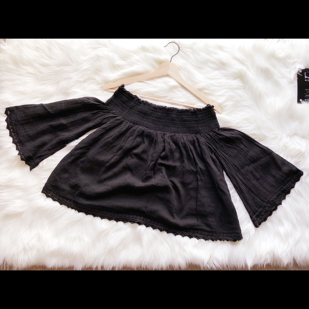 Zara Black Off-Shoulder Black Top